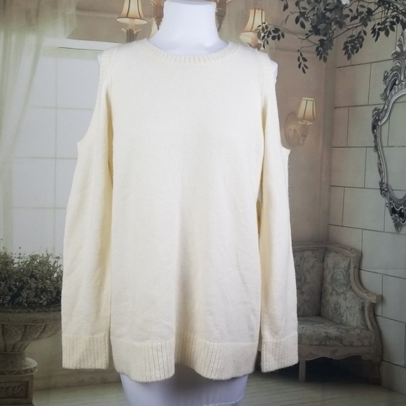 Kensie Warm Touch Cold Shoulder Sweater Off White - Picture 4 of 4